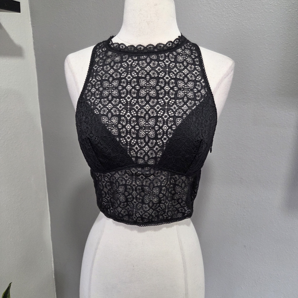 Victoria's Secret Black Lace Crop Top